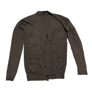 Stella McCartney Gray Wool Blend V-Neck Cardigan Ornate Buttons Italy 
36 Small